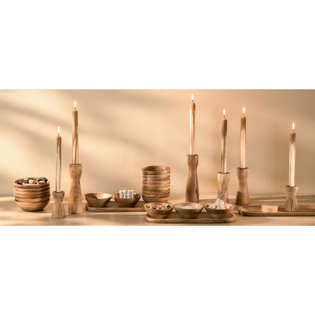 Schaaltjes en Dienblad Lichtbruin - L35 x B12 x H5 cm - 100% FSC Mangohout Tomar