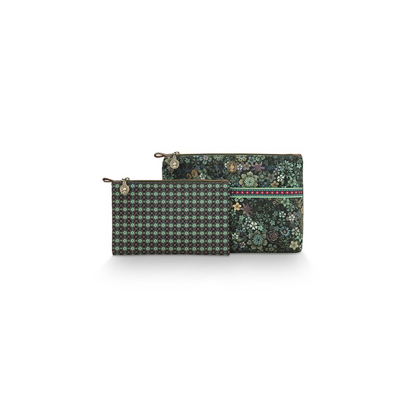 Toilettas Combi Tutti i Fiori Groen 26x18x7.5cm/22x13x1cm