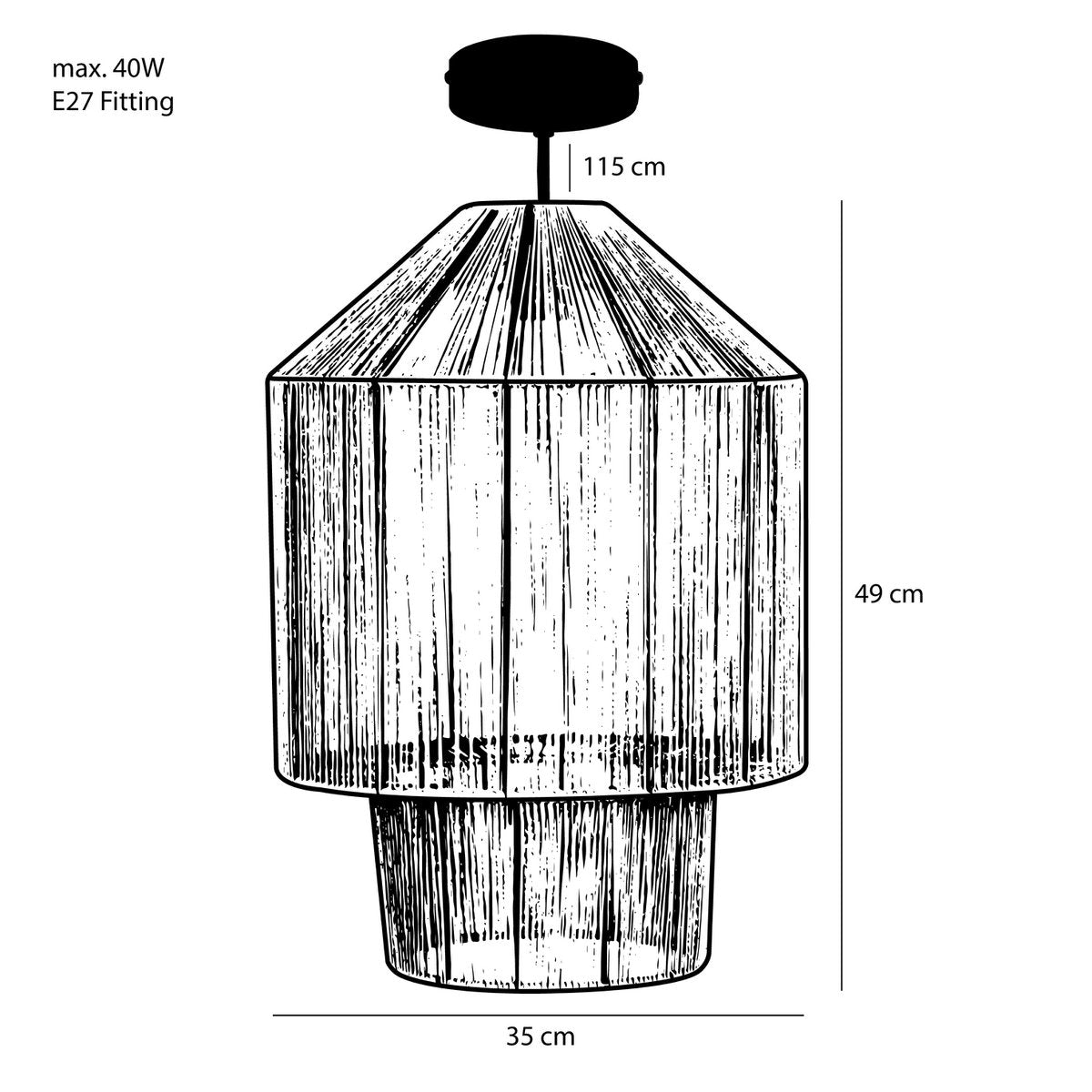 Hanglamp Elsa - H49 x Ø35 cm - Jute - Lichtbruin