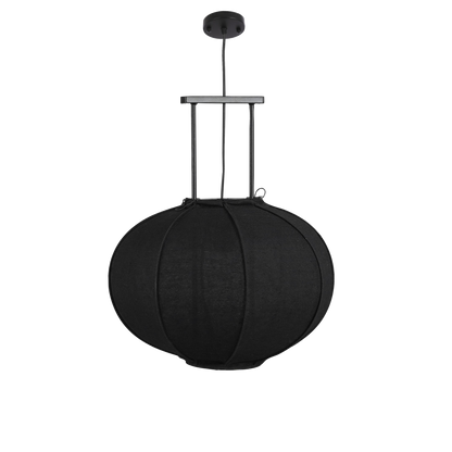 Hanglamp Linnen Zwart Pego- H55 x Ø50 cm