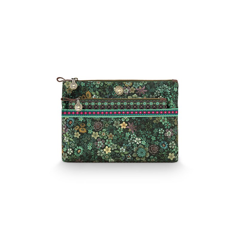 Toilettas Combi Tutti i Fiori Groen 26x18x7.5cm/22x13x1cm