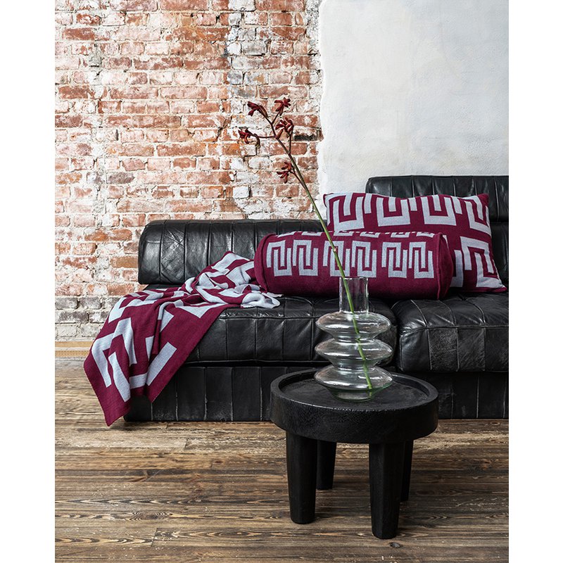 Plaid Knitted Burgundy - Lichtblauw 130x170cm