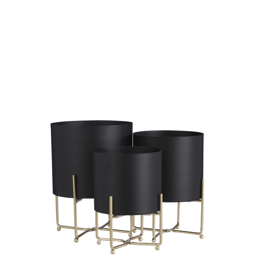 Bloempot op Standaard Aries - Set van 3 - H32 x Ø24 cm - Zwart