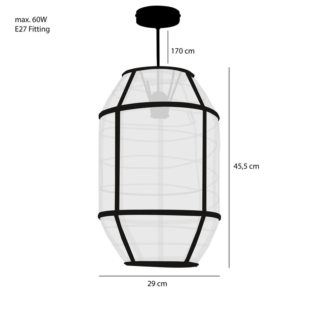 Hanglamp Linnen- H46 x Ø29 cm - Linnen - Off White