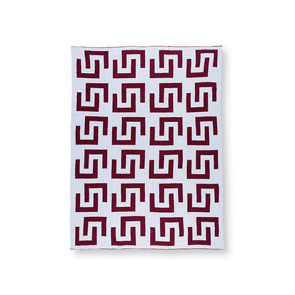 Plaid Knitted Burgundy - Lichtblauw 130x170cm