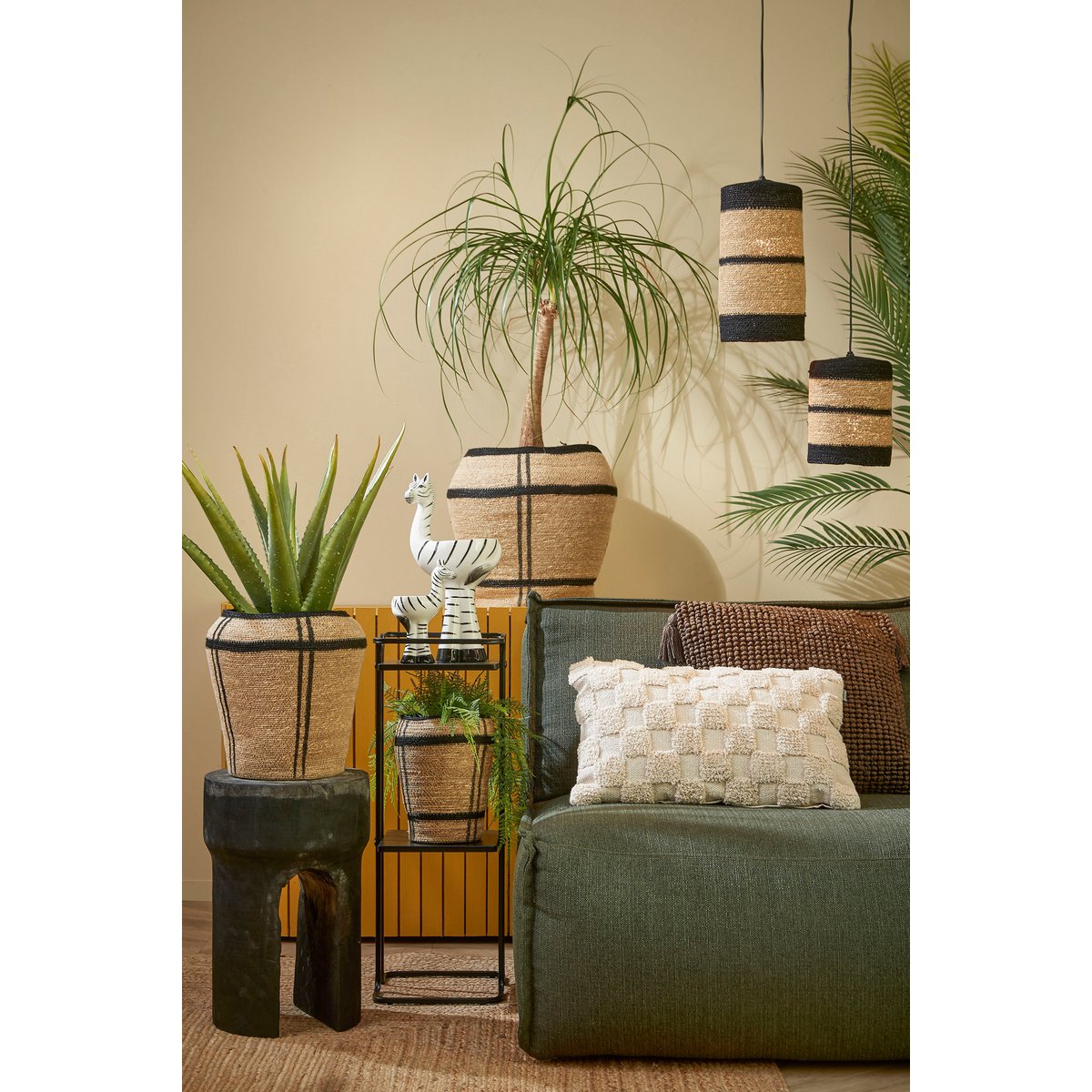 Hanglamp Jute Zwart Jinx- H30 x Ø15 cm