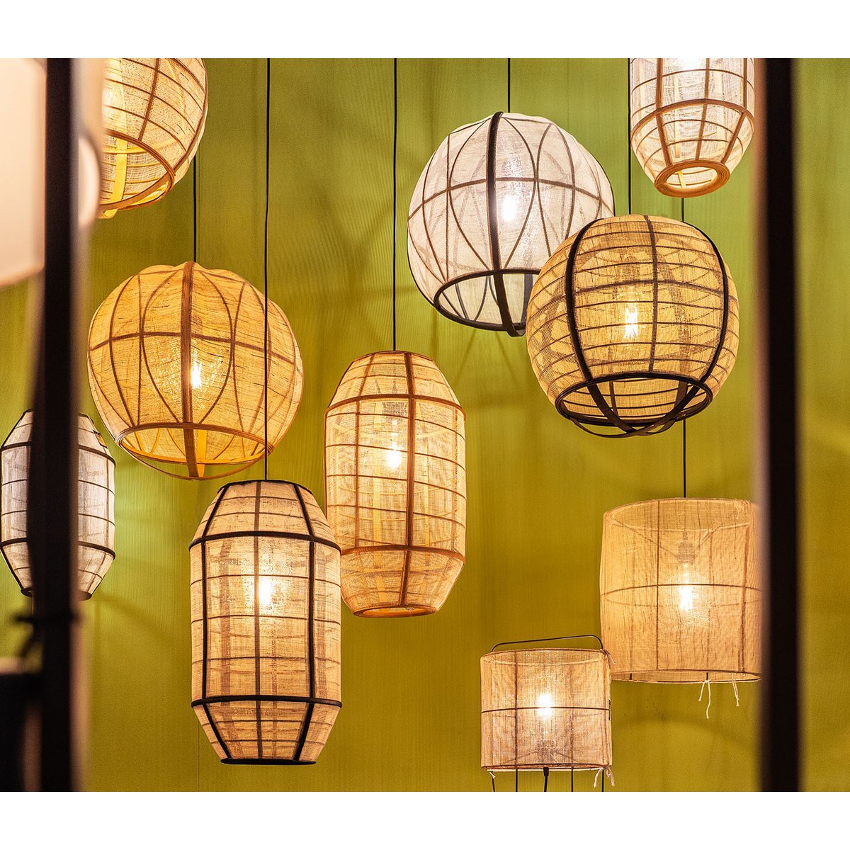 Hanglamp Linnen Beige Pella - H58 x Ø33 cm