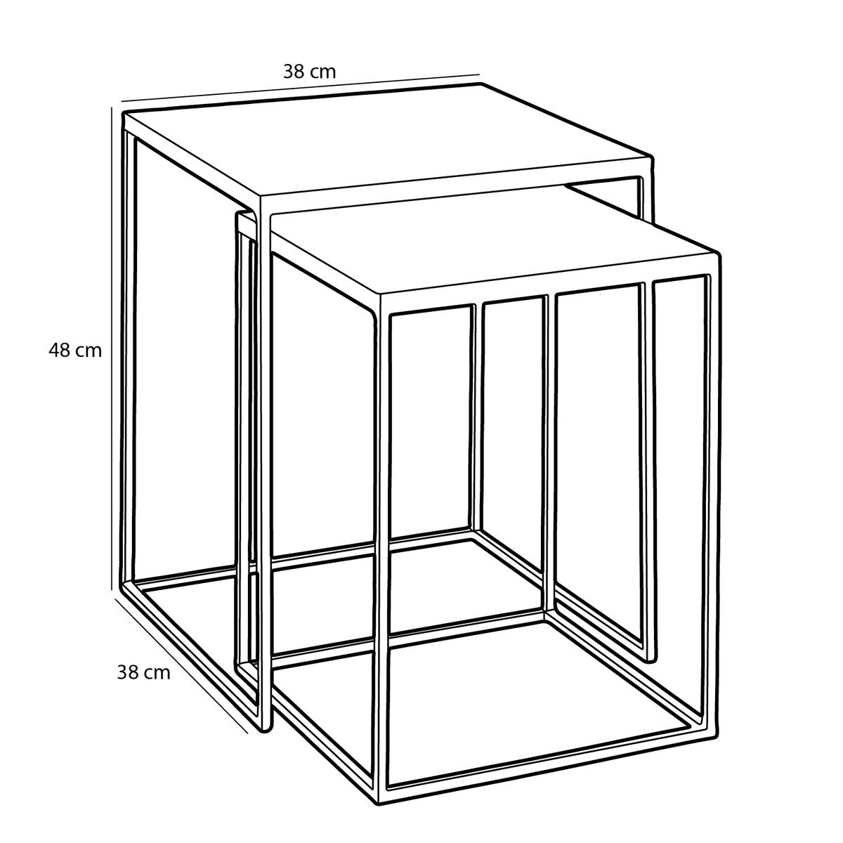 Bijzettafel voor Buiten Aaron - Set van 2 - L38 x B38 x H48 cm - Metaal - Roze