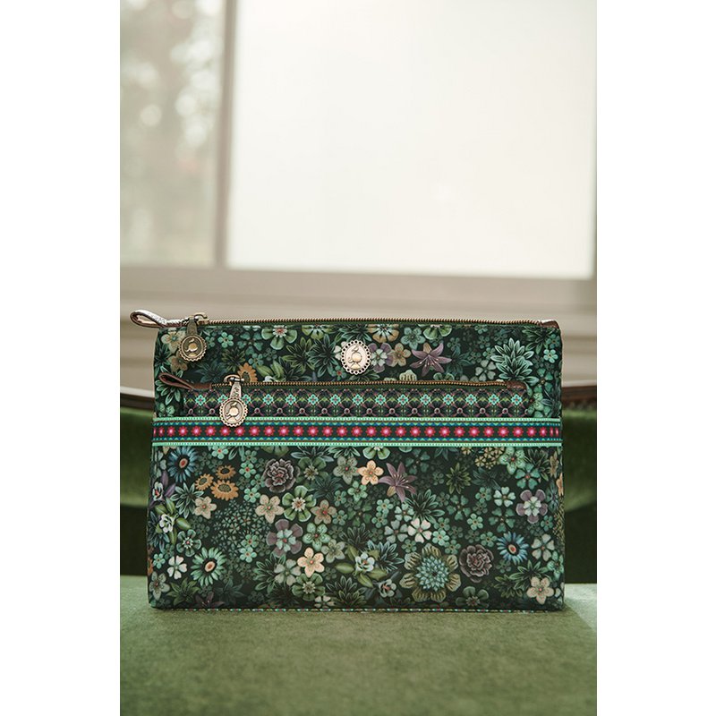 Toilettas Combi Tutti i Fiori Groen 26x18x7.5cm/22x13x1cm