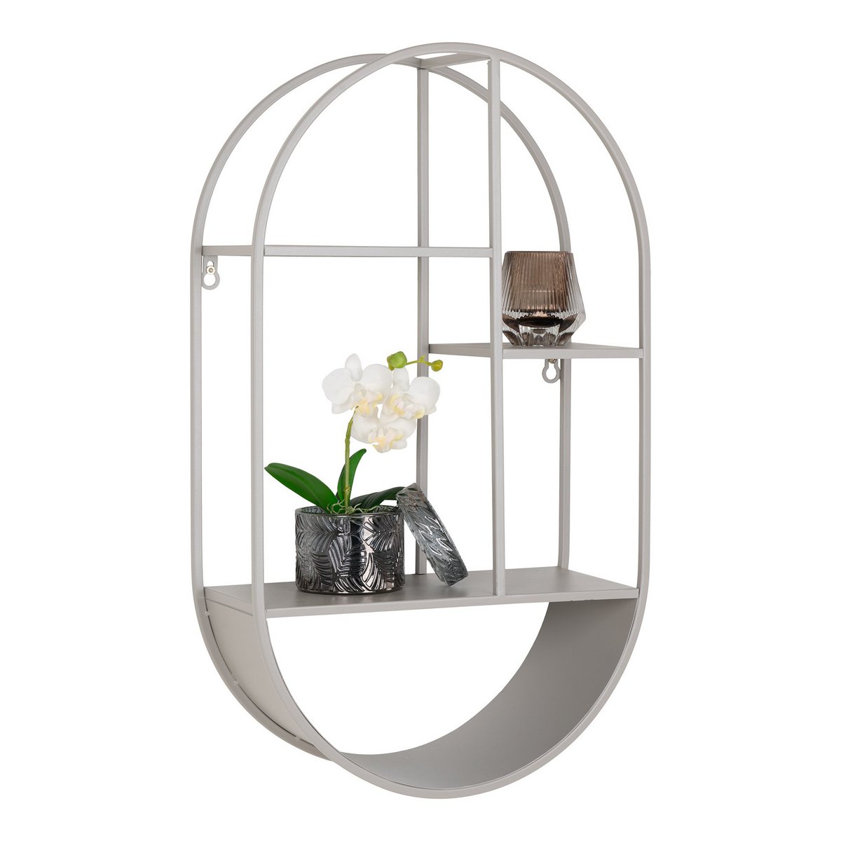 Wandplank ovaal, staal, koel grijs Feira 35x15x60 cm