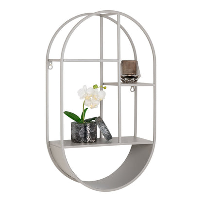 Wandplank ovaal, staal, koel grijs Feira 35x15x60 cm