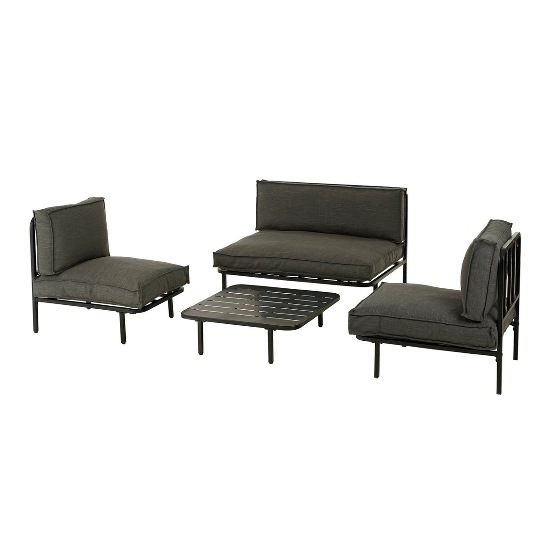 Loungetafel Celo - L80 x B80 x H23 cm - Metaal - Zwart