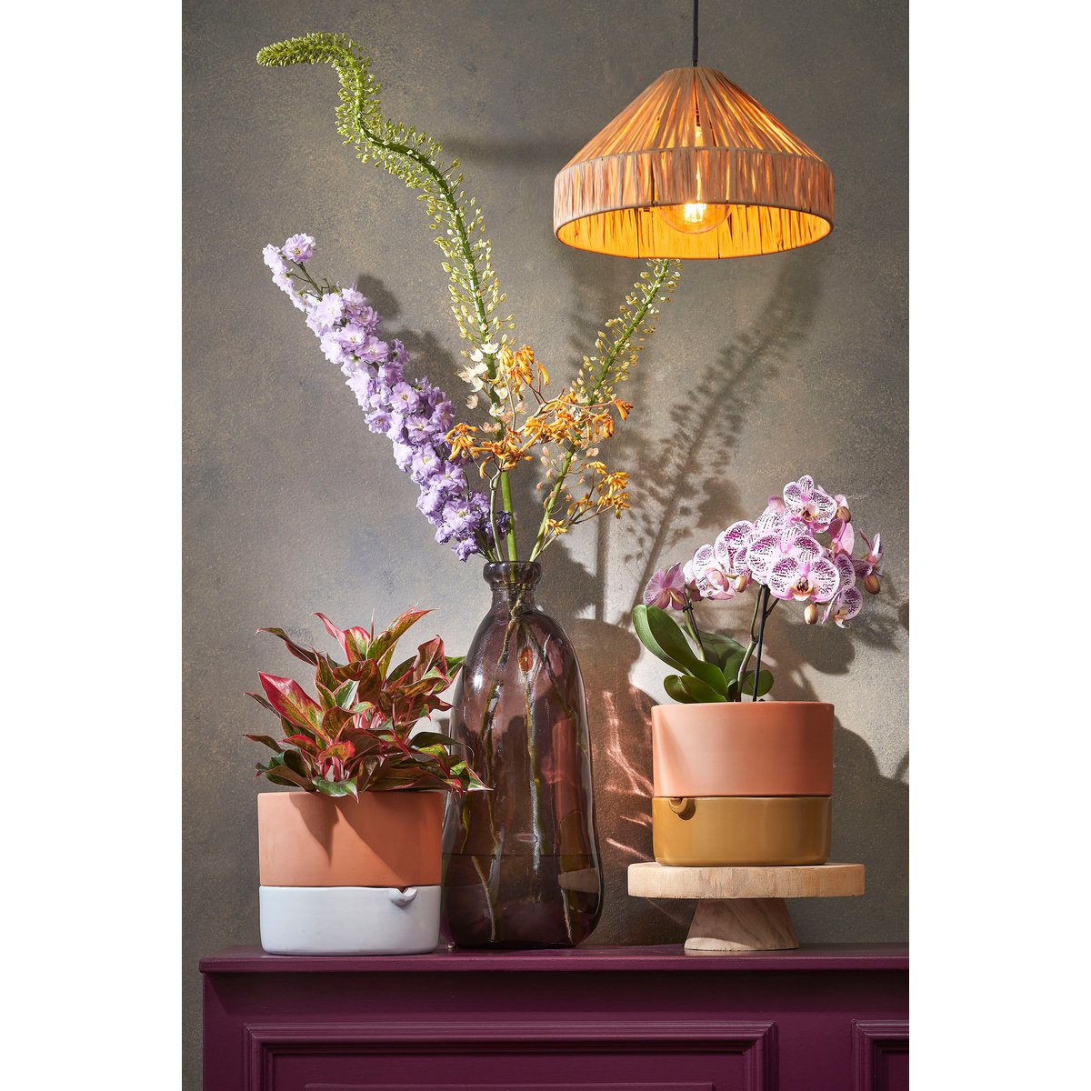 Hanglamp Elisa - H18 x Ø30 cm - Raffia - Lichtbruin