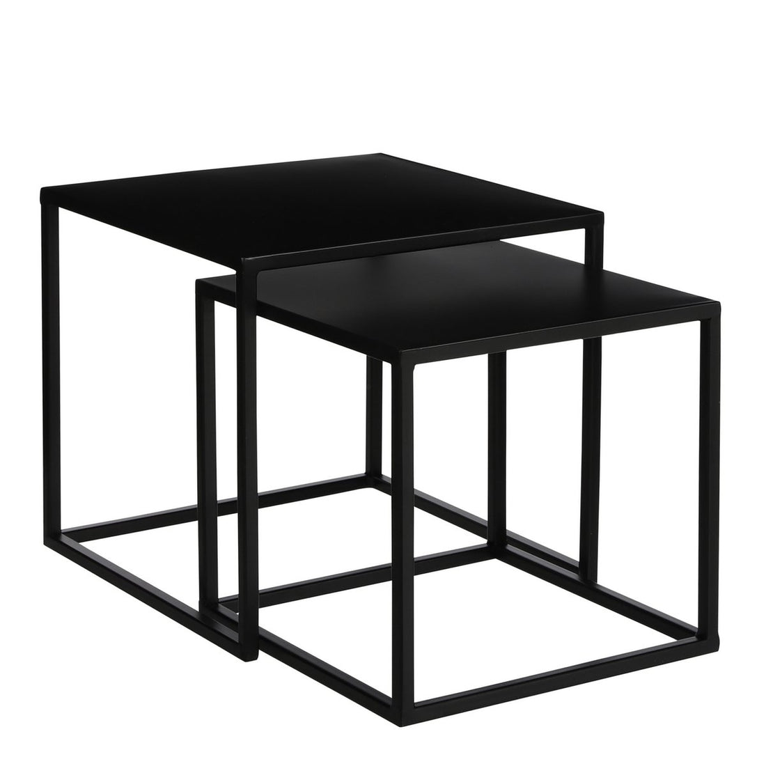 Bijzettafel Metaal Zwart Goa - Set van 2 - L35 x B35 x H33 cm
