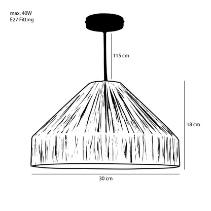 Hanglamp Elisa - H18 x Ø30 cm - Raffia - Lichtbruin