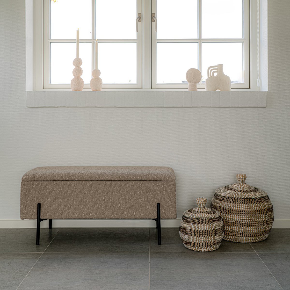 Bank met opbergruimte beige