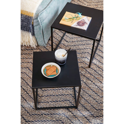 Bijzettafel Metaal Zwart Goa - Set van 2 - L35 x B35 x H33 cm