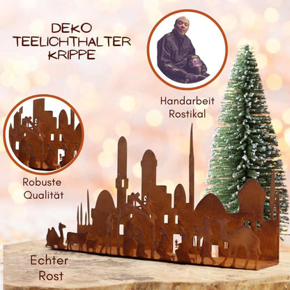 Roest decoratie kerststal kandelaar