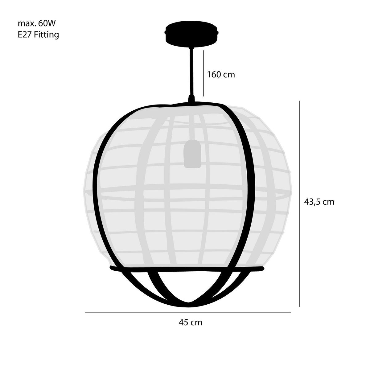 Hanglamp Linnen Pella  - H44 x Ø45 cm - Linnen - Beige