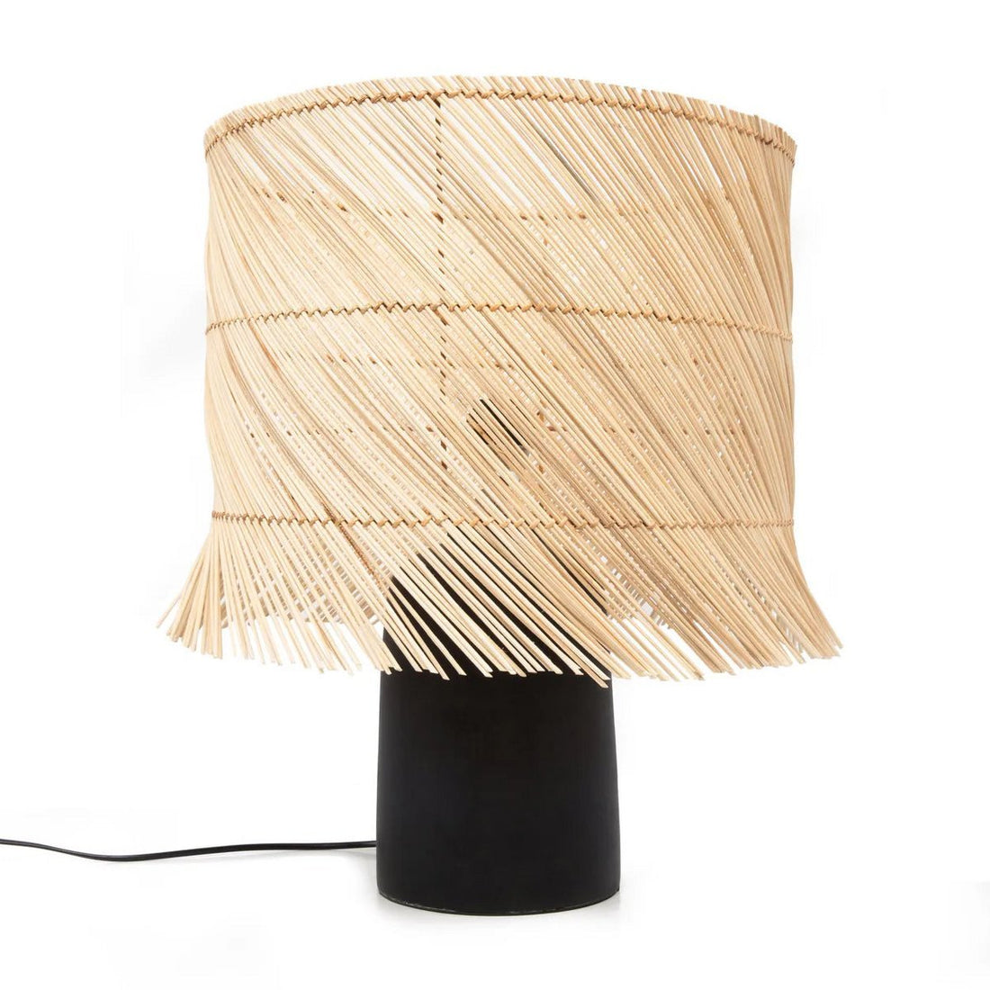 Tafellamp rotan - zwart naturel