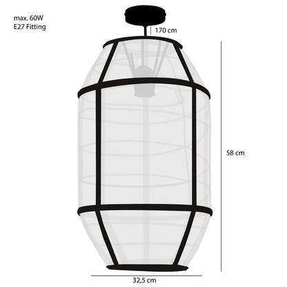 Hanglamp Pella - H58 x Ø33 cm - Linnen - Off White