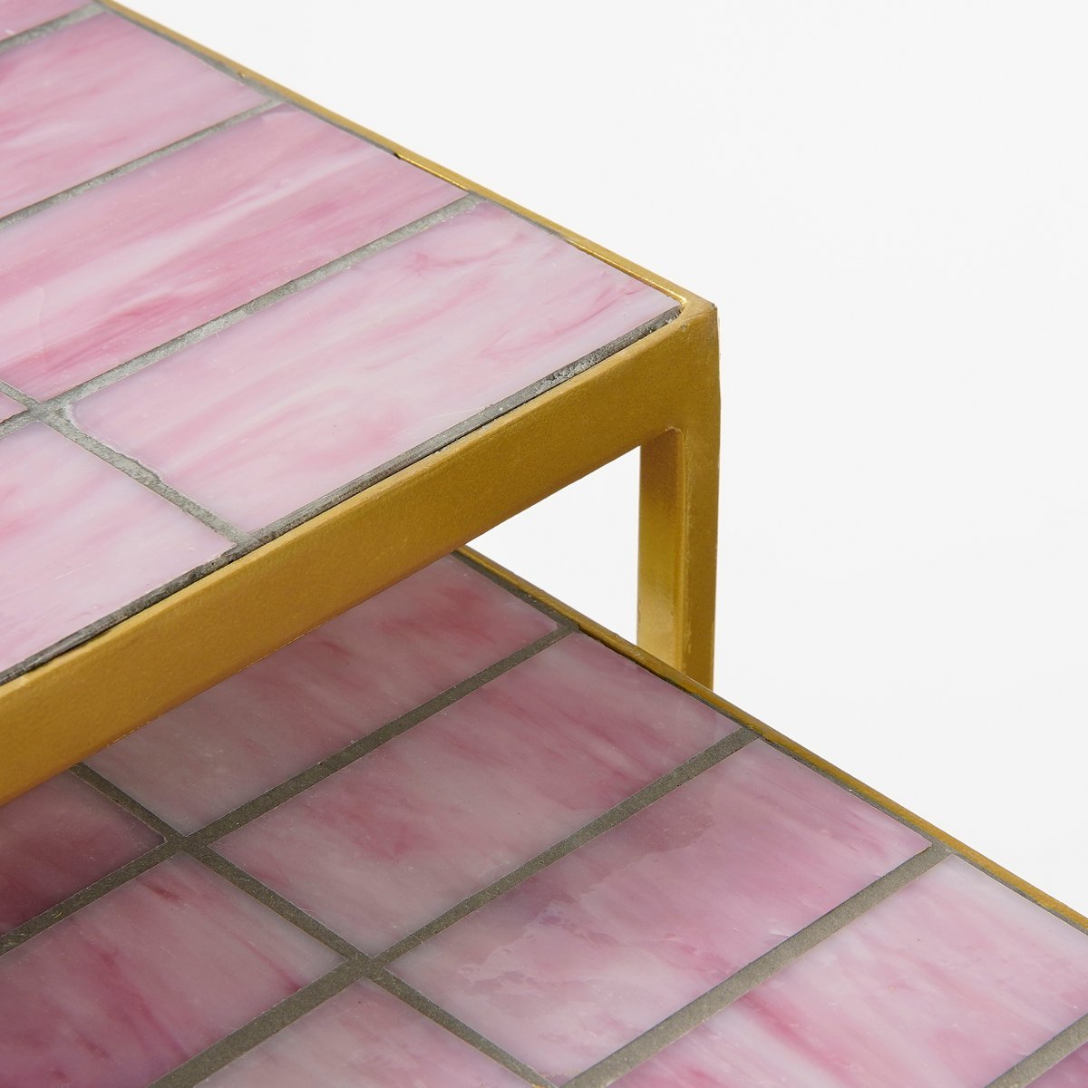 Bijzettafel voor Buiten Aaron - Set van 2 - L38 x B38 x H48 cm - Metaal - Roze