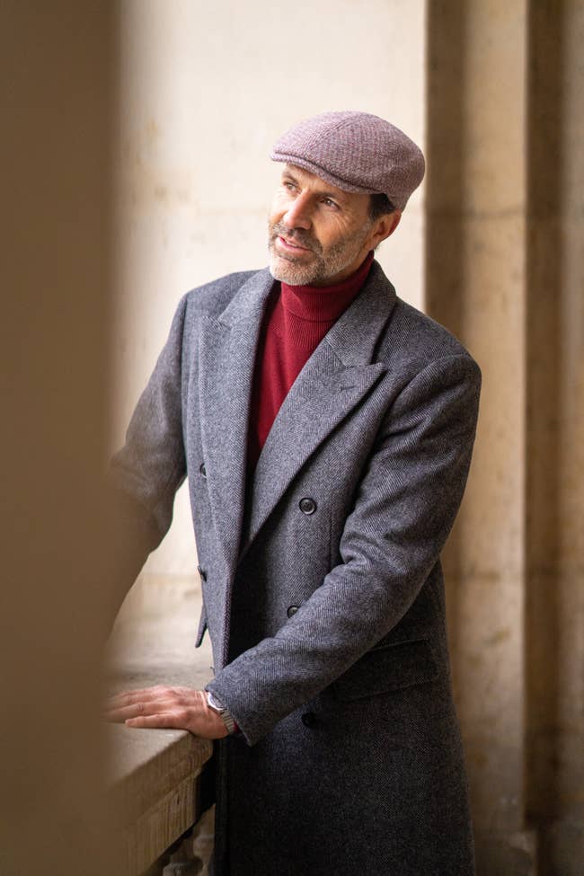 Platte pet Harris Tweed - roze / rood