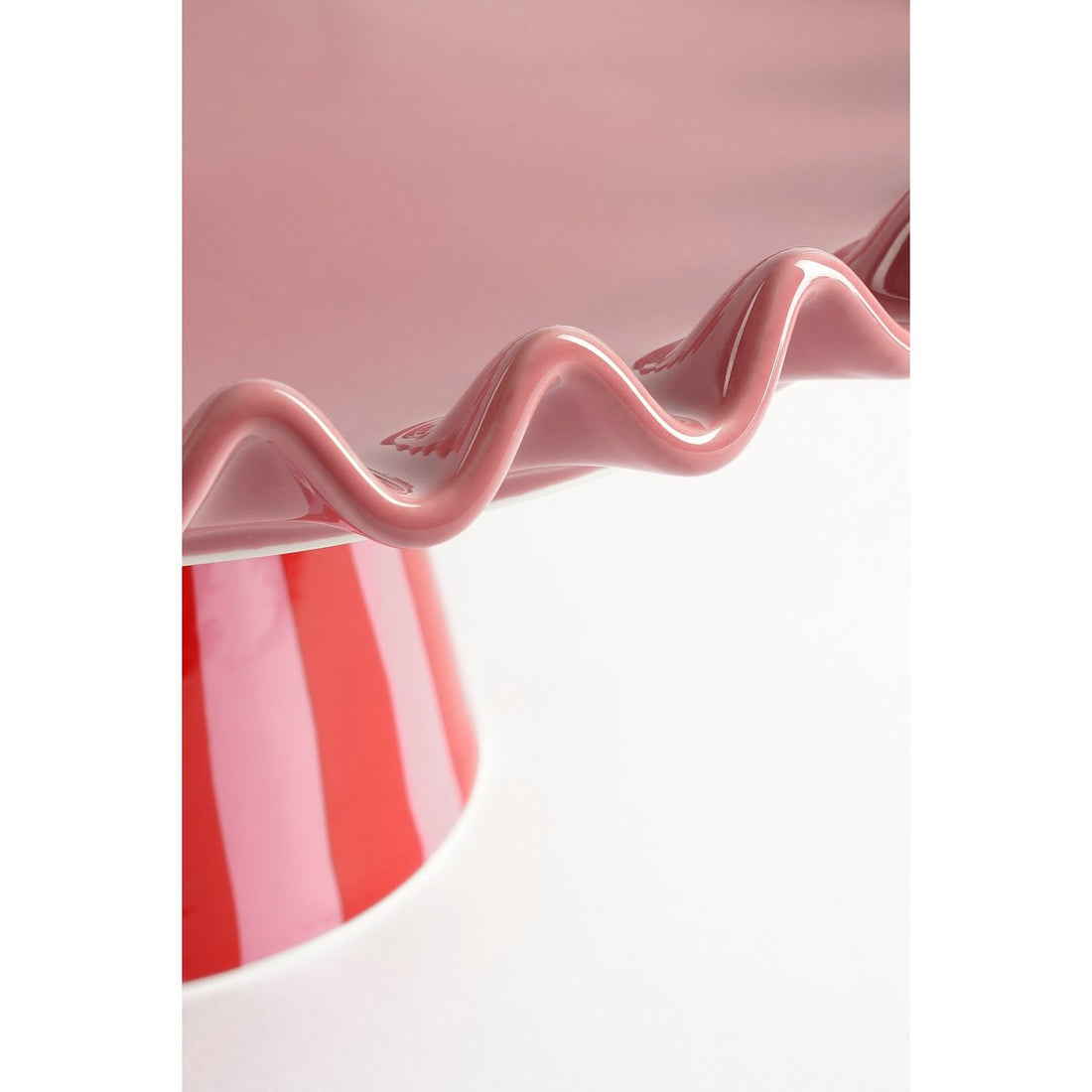Taartplateau Bella  - H13 x Ø30 cm - Keramiek - Roze, Rood