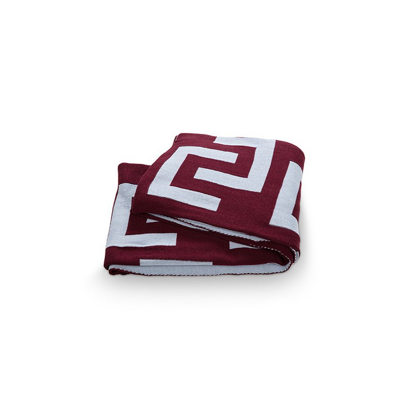 Plaid Knitted Burgundy - Lichtblauw 130x170cm