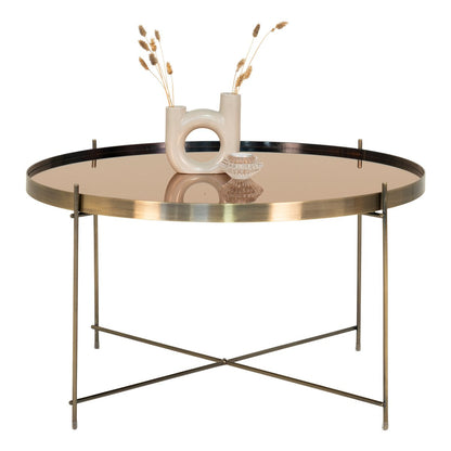 Salontafel Venezia - Messingkleurig staal met glas