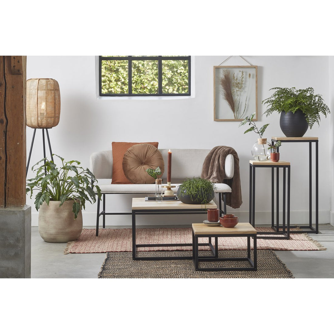 Plantentafel  Hout, Metaal - Zwart