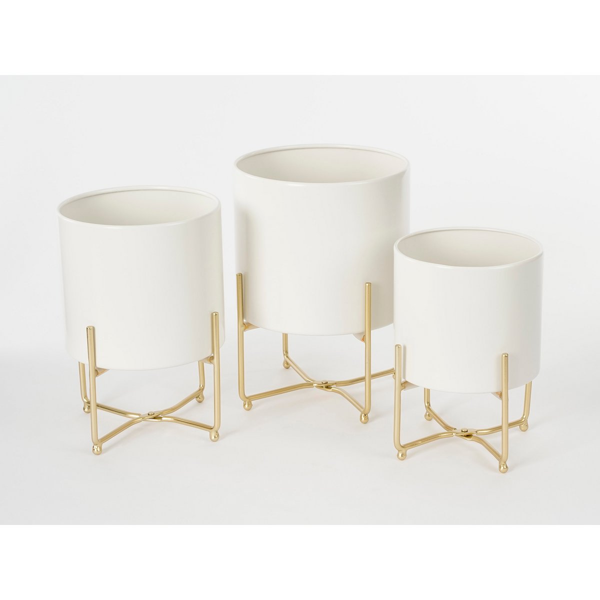 Bloempot op Standaard Aries - Set van 3 - H32 x Ø24 cm - Wit