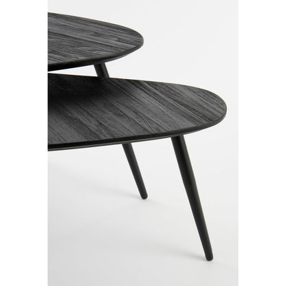 Bijzettafel Jailey - Set van 2 - L84 x B39 x H39 cm - Gerecycled Hout - Zwart