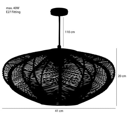 Hanglamp Metaal Zwart Kanti  - H20 x Ø41 cm
