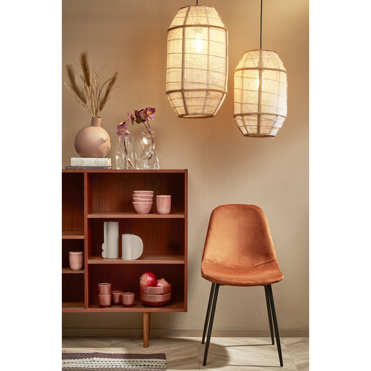 Hanglamp Linnen Beige Pella - H58 x Ø33 cm