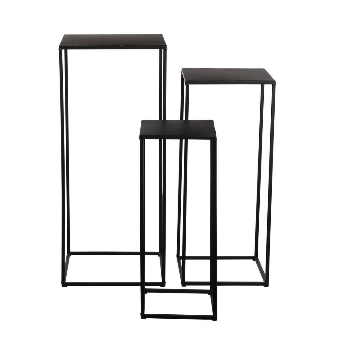 Bijzettafel - Set van 3 - Metaal - Zwart