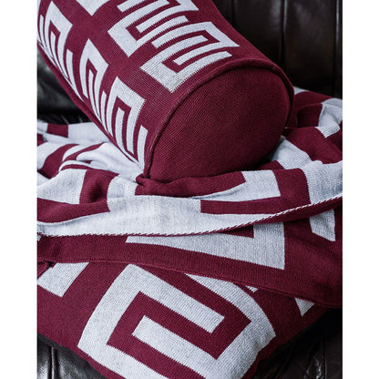 Plaid Knitted Burgundy - Lichtblauw 130x170cm