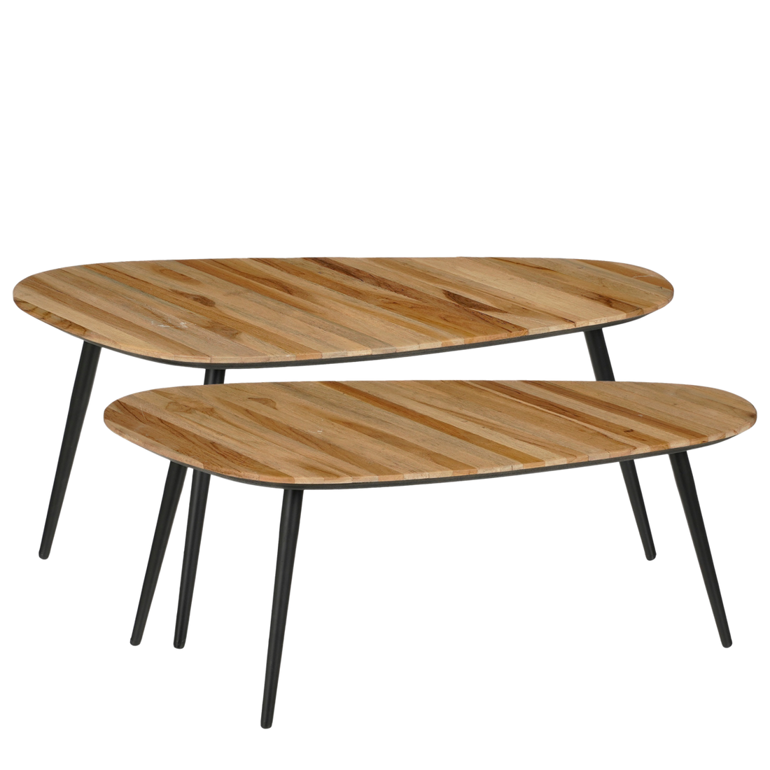 Bijzettafel Bruin- Set van 2 - L84 x B39 x H39 cm - Gerecycled Hout - Jailey
