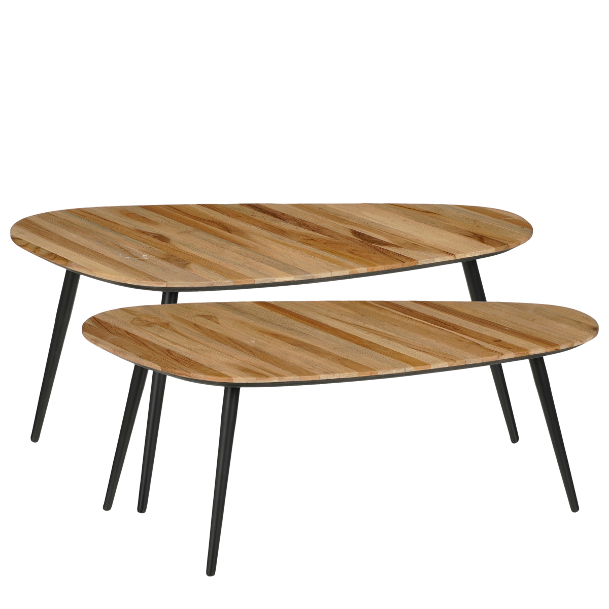 Bijzettafel Bruin- Set van 2 - L84 x B39 x H39 cm - Gerecycled Hout - Jailey