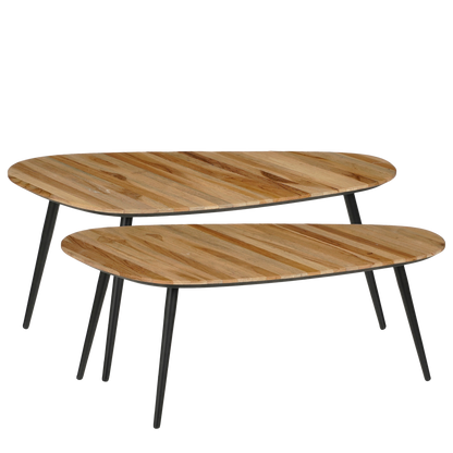 Bijzettafel Bruin- Set van 2 - L84 x B39 x H39 cm - Gerecycled Hout - Jailey