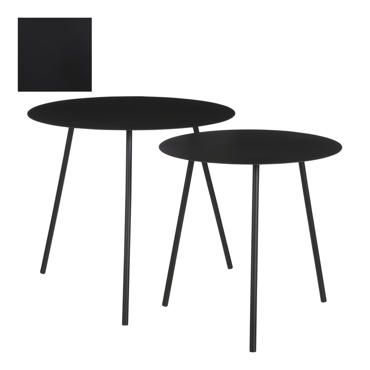 Bijzettafel Zwart Metaal Pontus - Set van 2 - H45 x Ø55 cm