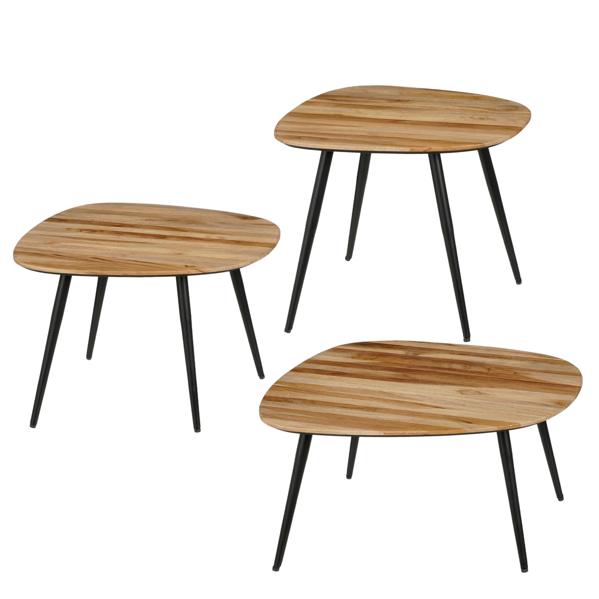 Bijzettafel Bruin - Set van 3 - L62 x B52 x H34 cm - Gerecycled Hout - Jailey